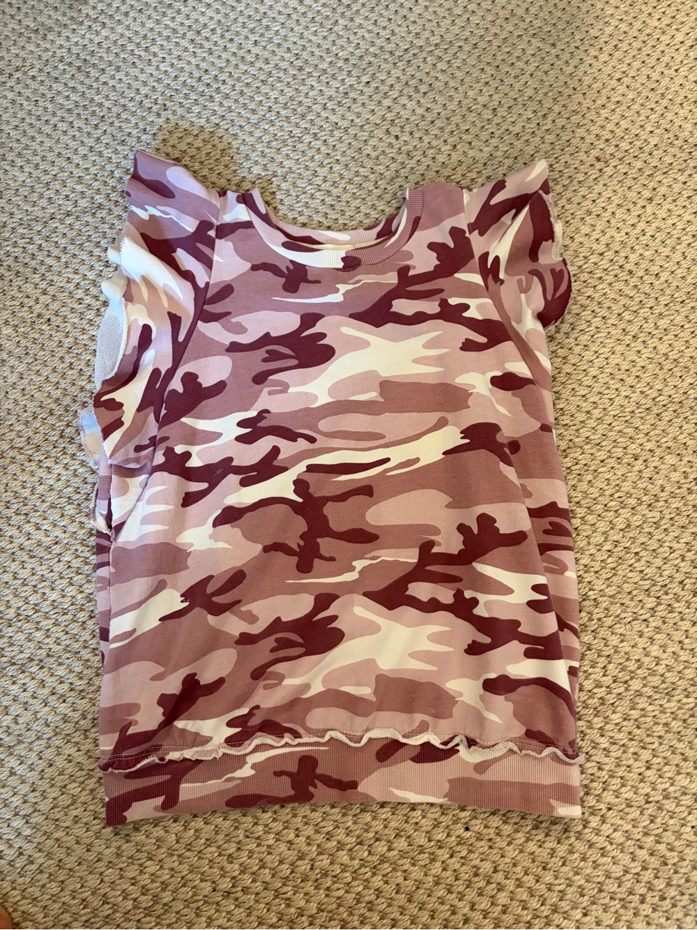 Anthropologie Girls' Pink Camouflage Ruffle Sleeve Top